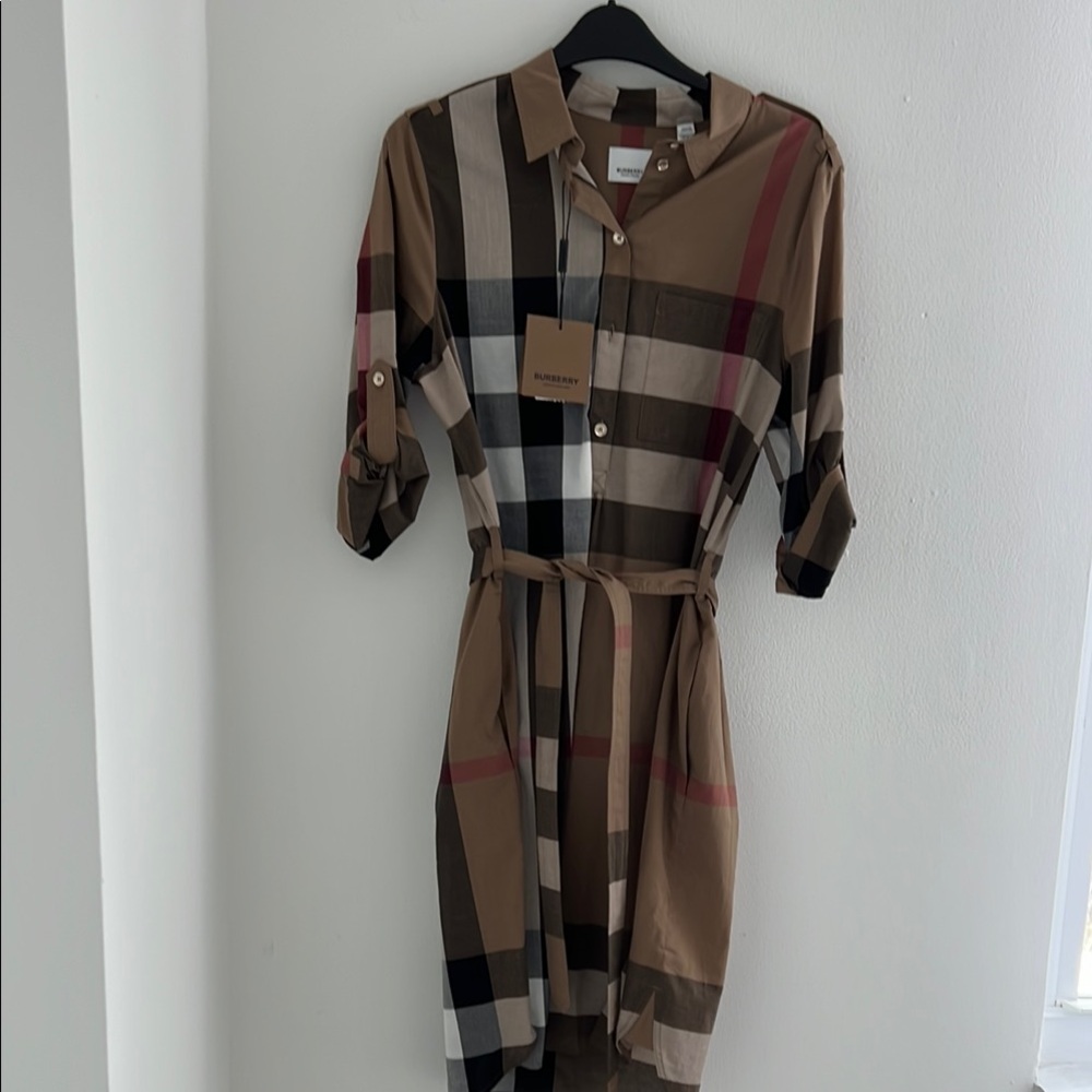 Burberry Women's Plaid Dress - Brown and Black - Picture 1 of 13